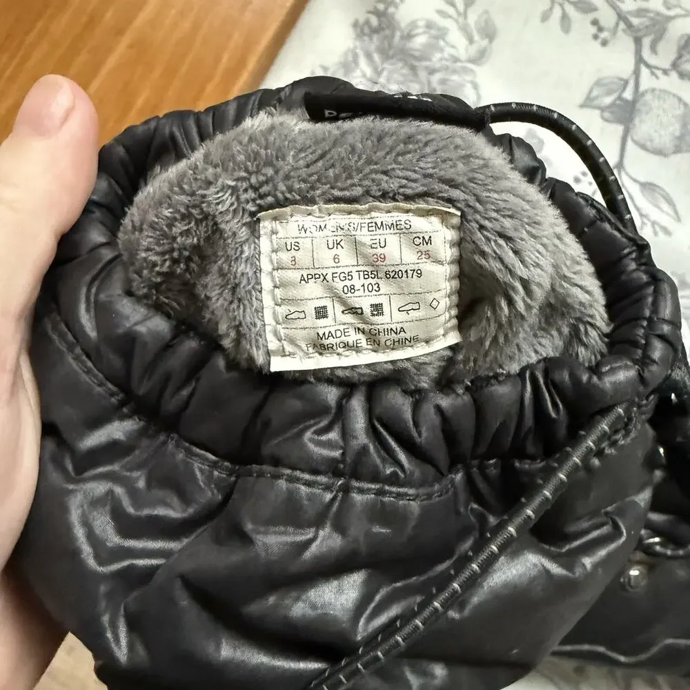 The North Face Primaloft Icepick Sole Goose Down Black Snow Boots Shoes Women 8